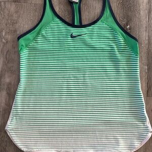 Nike Women's Green and White Striped Tank Top M